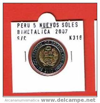 PERU  5  NUEVOS SOLES BIMETALICA  2.007 S/C  UNC KM#316   DL-280 - Peru