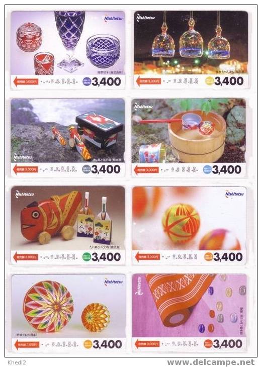 Joli Lot 8 Cartes JAPON - ART ARTISANAT - JAPAN Prepaid Bus Cards - Kunst Handwerk Karten 8 Cards Handycraft / Nishi - Lots - Collections