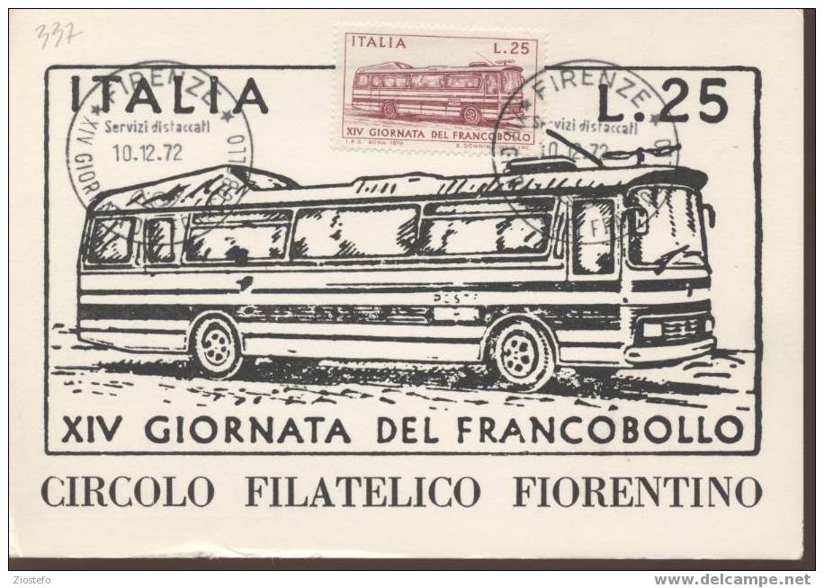 B337 Marcofilia Marcophilie Giornata Del Francobollo Bus Firenze 1972 - Bus
