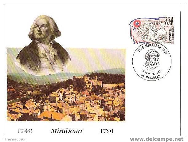 Révolution Française Carte 1er Jour Mirabeau - Revolución Francesa