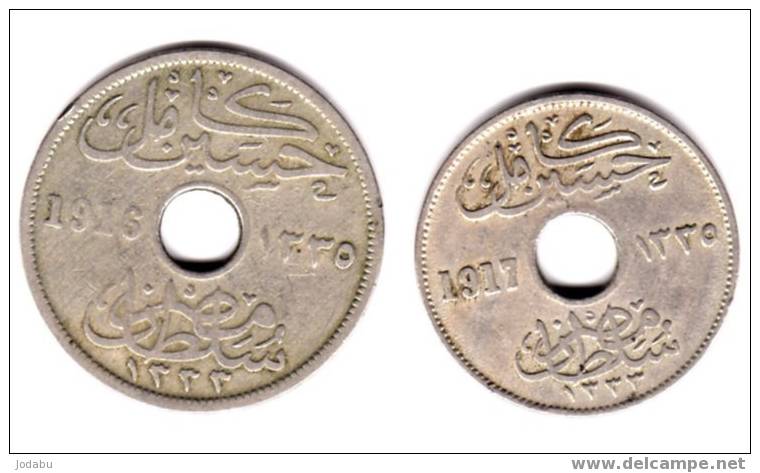 2 Piéces D Egypte 5 Milliémes 1917 -10 Milliémes 1916 - Egipto