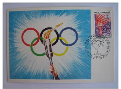 JEUX OLYMPIQUES   OLYMPICS GAMES   GRENOBLE FLAMME  1968   BELLE CARTE CARD - Sport Invernali