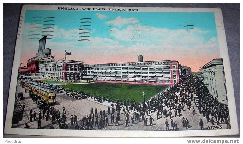 Factory,Ford Motor Company,Tram,Workers,Detroit,USA,vintage Postcard - Industrie