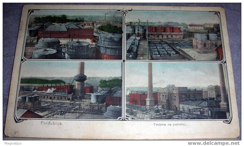 Factory,Petrolej,Oil Rafinery, Pardubice,Austria,Hungary, Vintage Postcard - Industrie