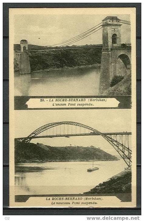 LA ROCHE-BERNARD - L'ancien Et Le Nouveau Pont Suspendus (carte Non écrite) - La Roche-Bernard
