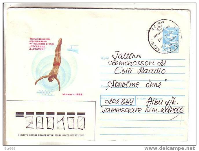 GOOD USSR Postal Cover 1987 - Moscow International Diving Event 88 (used) - Immersione