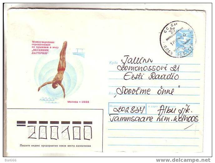 GOOD USSR Postal Cover 1987 - Moscow International Diving Event 88 (used) - Duiken