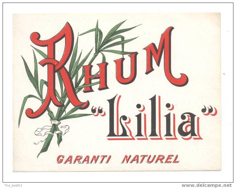 Etiquette  De  Rhum  - Lilia  -  Garanti Naturel - Rhum