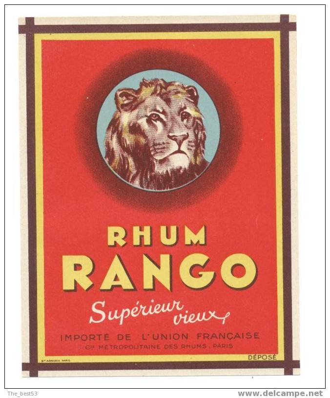 Etiquette  De  Rhum  -   Rango  -  Cie Métropolitaine Des Rhums Paris -  12.5 X 9.5 Cm - Thème Lion - Rhum