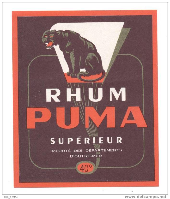 Etiquette  De  Rhum  - Puma  -  Importé Des Départements D'Outre Mer - Rhum