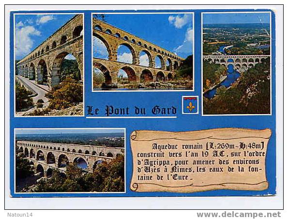 Cpm  Multivues, Remoulins, Pont Du Gard, écusson - Remoulins