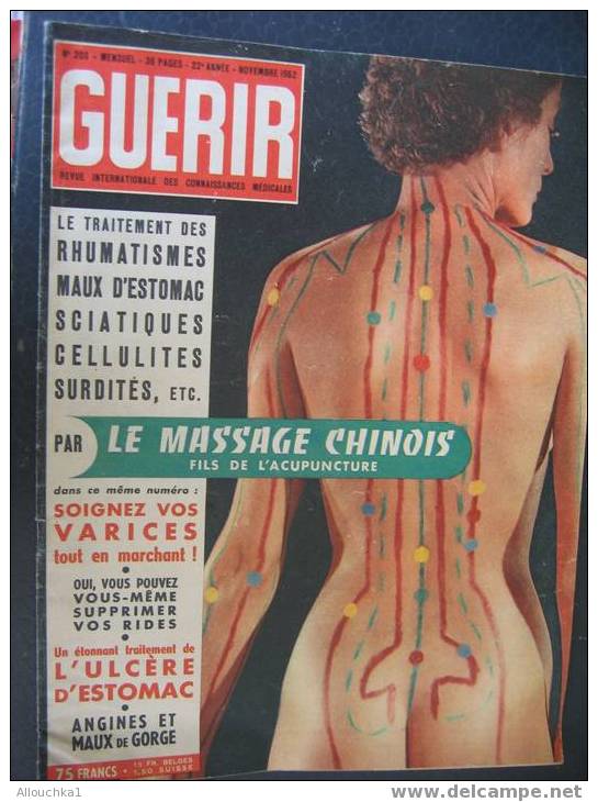 REVUE MEDICALE GUERIR / RHUMATISMES SCIATIQUES CELLULITES/SURDITE/MAUX ESTOMAC ACUPUNTURE MASSAGE CHINOIS /VARICES/ 1952 - Médecine & Santé