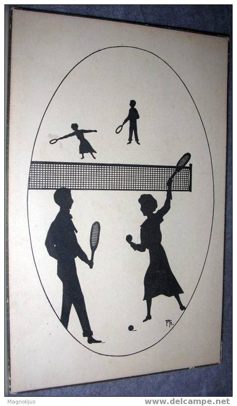 R!R!,Tennis,Game,Couples,Secession Style,Art Deco,Signatured,vintage Postcard - Tennis