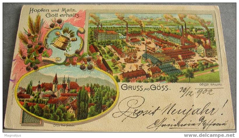 R!, Austria, Factory, Beer, GOSSER, Goss, Litho Print, Vintage Postcard - Industrie
