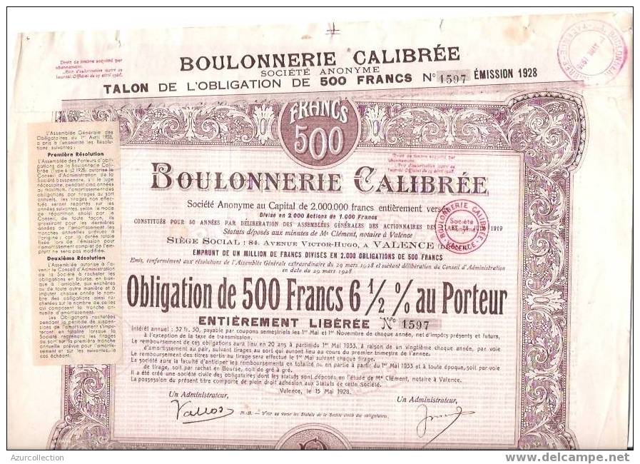 TITRE  .BOULONNERIE CALIBREE .VALENCE .26 - Industry