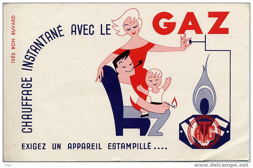 BUVARD -  GAZ -  CHAUFFAGE INSTANTANE  - TRES BELLE ILLUSTRATION - G