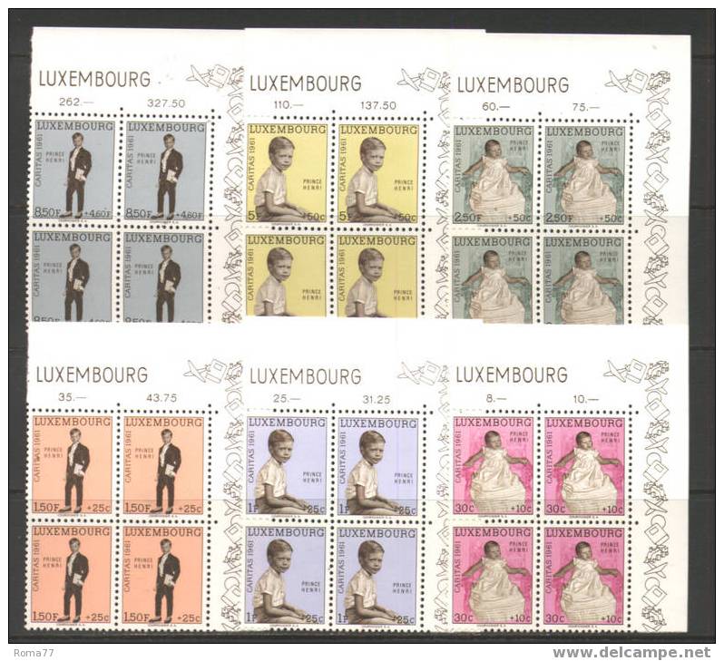 207a - LUSSEMBURGO , Caritas N. 603/608  *** Quartine Angolo Di Foglio - Unused Stamps