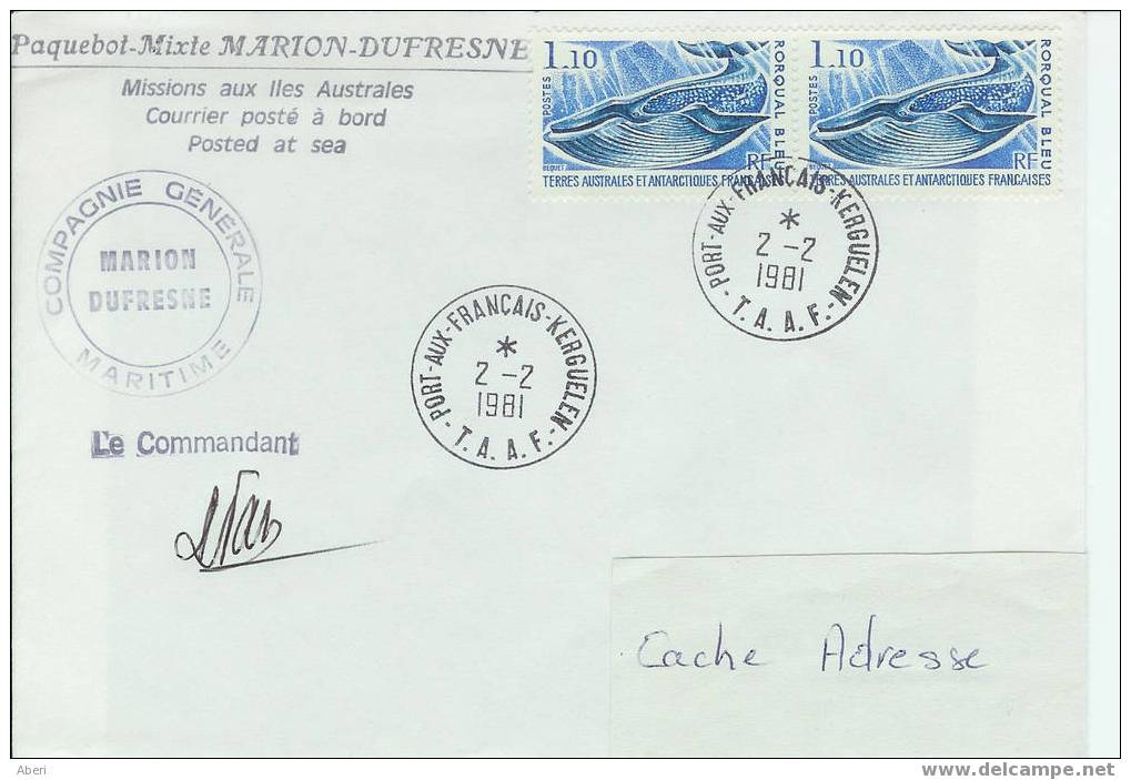 657 MARION DUFRESNE Au KERGUELEN- 1981 - Covers & Documents