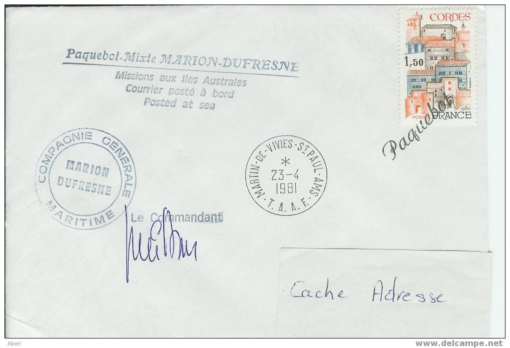 659 MARION DUFRESNE à St P&A- PAQUEBOT- 1981 - Lettres & Documents