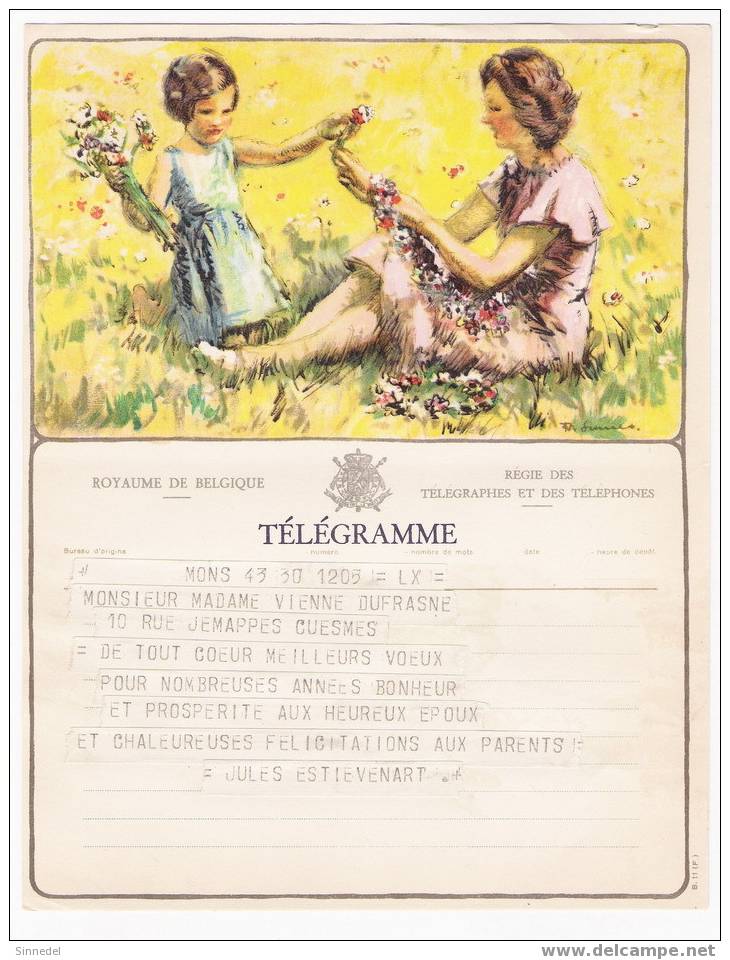 TELEGRAMME  B 11 F THEME FEMME ET ENFANT VOIR SCAN POUR ETAT - Timbres Télégraphes [TG]