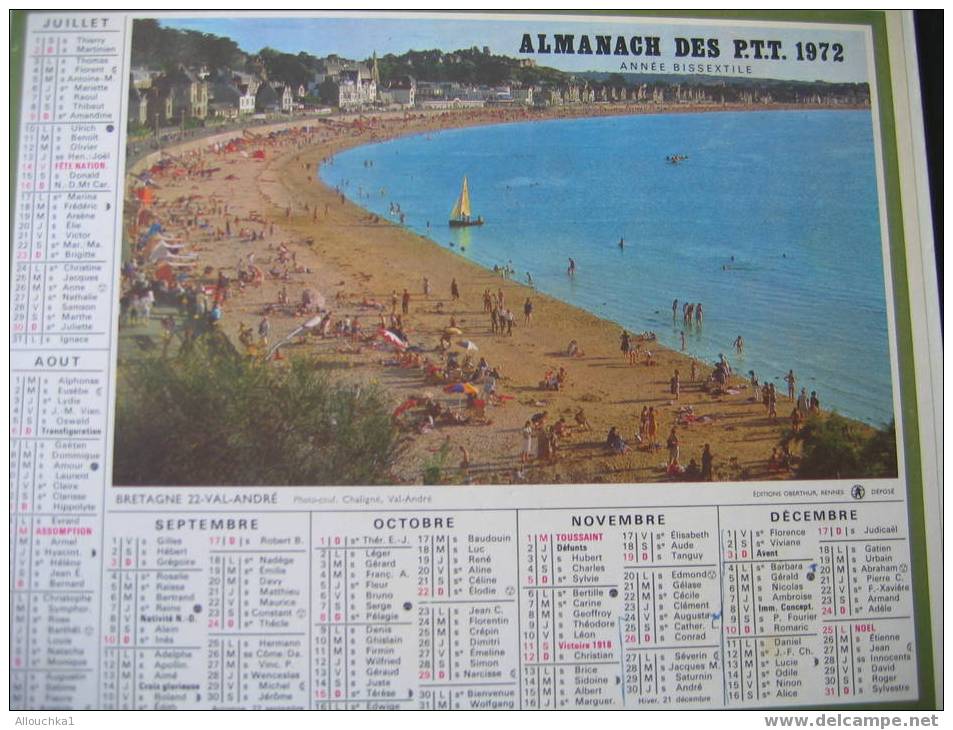 CALENDRIER GRAND FORMAT ALMANACH DES PTT/ ANNEE BISEXTILE BRETAGNE VAL - ANDRE /LAVAL MAYENNE - Grand Format : 1971-80