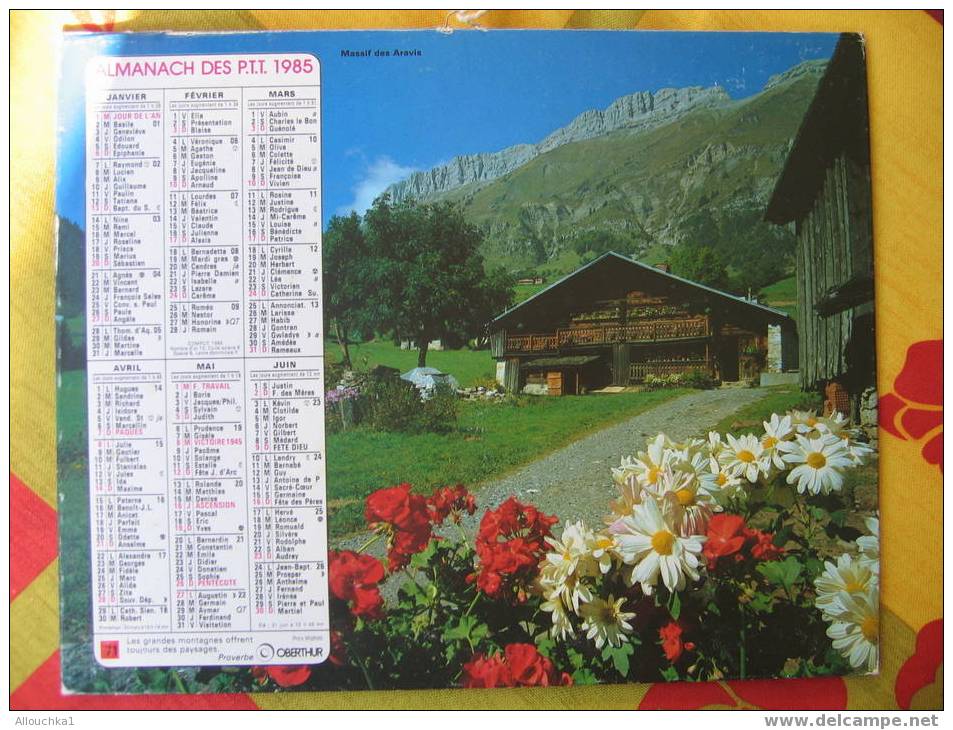 CALENDRIER GRAND FORMAT DOUBLE ALMANACH  PTT1985 MASSIF DES ARAVIS /VALLEE HTE CLAREE + INT POTOS  PAYSAGES DIVERS - Grand Format : 1981-90