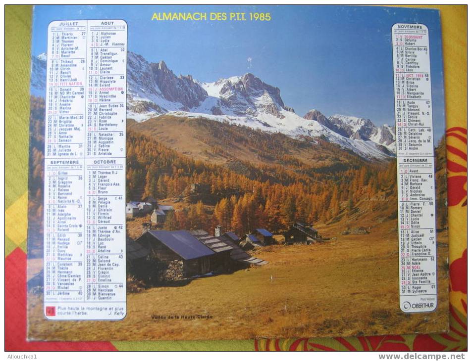 CALENDRIER GRAND FORMAT DOUBLE ALMANACH  PTT1985 MASSIF DES ARAVIS /VALLEE HTE CLAREE + INT POTOS  PAYSAGES DIVERS - Groot Formaat: 1981-90