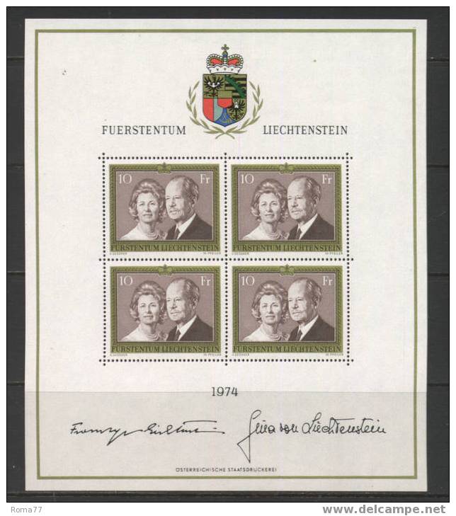 270 - LIECHTENSTEIN 1974 : Effigi , Minifoglio Del N. 557  *** - Unused Stamps