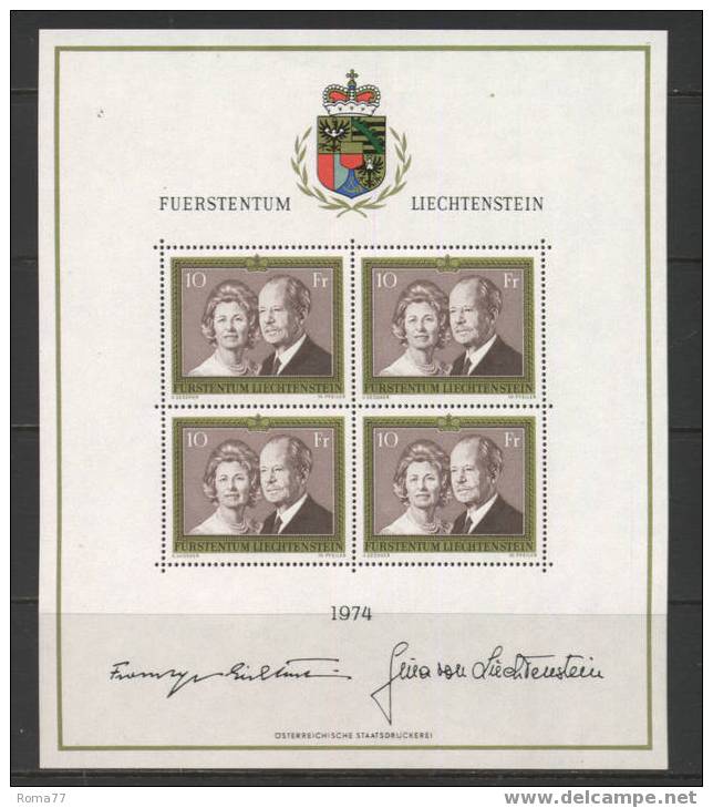 270 - LIECHTENSTEIN 1974 : Effigi , Minifoglio Del N. 557  *** - Blocchi & Fogli