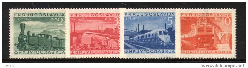 ES307 - YUGOSLAVIA 1949, Treni Serie  N. 523/526  *** - Nuovi