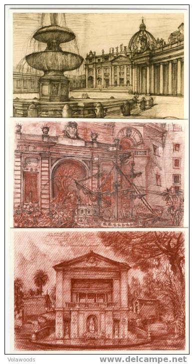 Vaticano - Cartoline Postali In Contenitore Serie Completa FDC Architetture E Fontane Valore Da 120£ - Used Stamps