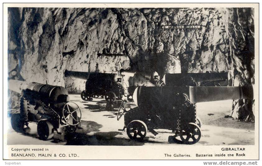 GIBRALTAR : BATTERIES INSIDE THE ROCK - CARTE 'VRAIE PHOTO' / REAL PHOTO - VOYAGÉE En 1937 (z-116) - Gibilterra