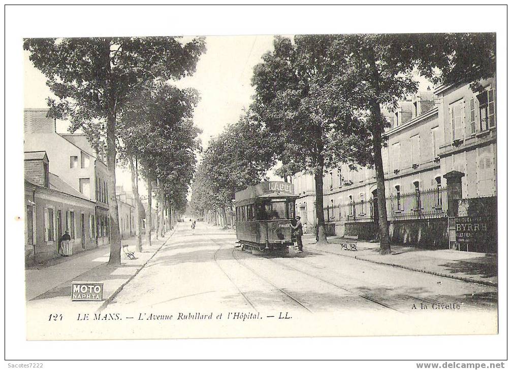 LE MANS  AVENUE RUBILLARD ET HOPITAL AVEC TRAMWAY - Le Mans