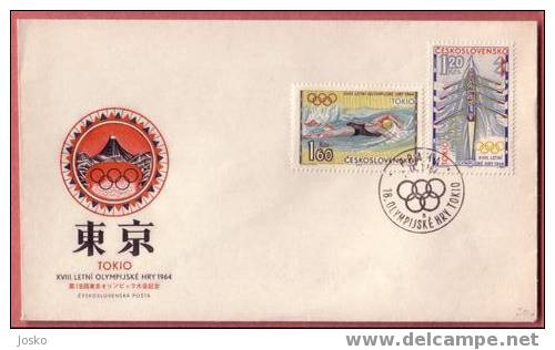 OLYMPIC GAMES TOKIO 1964. Japan ( Jeux Olympiques ) Aviron - Rowing - Rudern - Swimming - Natation - Czehoslovakia Cover - Ete 1964: Tokyo