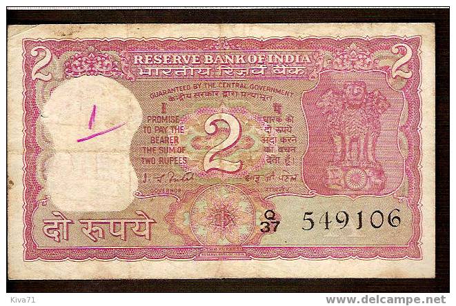 2 Rupees "INDE"  Tigre   1977- 82   Ro 38   39 - Indien