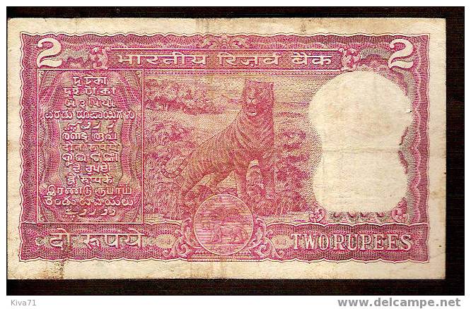 2 Rupees "INDE"  Tigre   1977- 82   Ro 38   39 - Inde