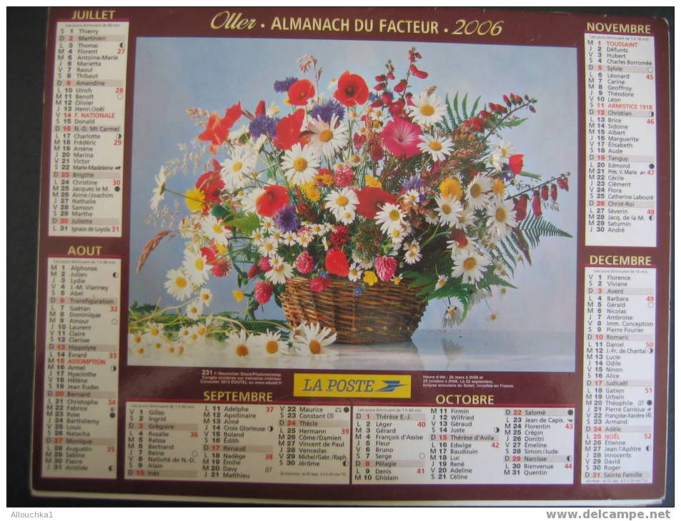 CALENDRIER ALMANACH DU FACTEUR GRAND FORMAT DE 2006 MAGNIFIQUES FLEURS - Grand Format : 2001-...
