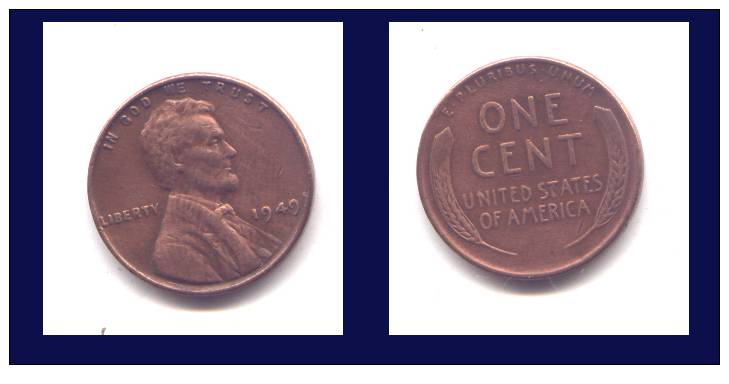 1 CENT 1949 - 1909-1958: Lincoln, Wheat Ears Reverse