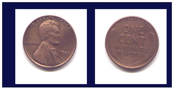 1 CENT 1945 - 1909-1958: Lincoln, Wheat Ears Reverse