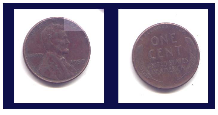 1 CENT 1957 - 1909-1958: Lincoln, Wheat Ears Reverse