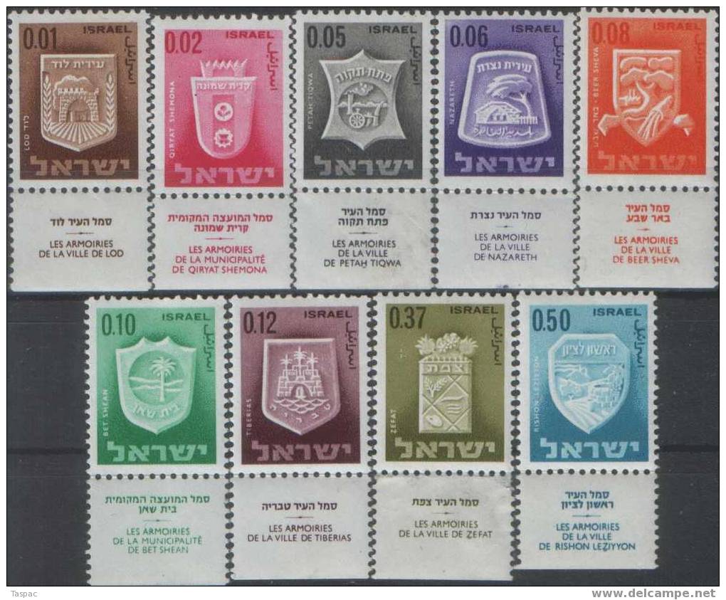 Israel 1966 Mi# 321-327, 332, 334 ** MNH - Neufs (avec Tabs)