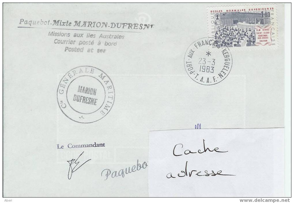 670 MARION DUFRESNE Au KERGUELEN En 1983 - Covers & Documents