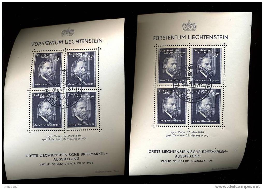 LIECHTENSTEIN 1938 2 X Blocke Gestempeld  Kat W. 25x2=50 Euros - Oblitérés