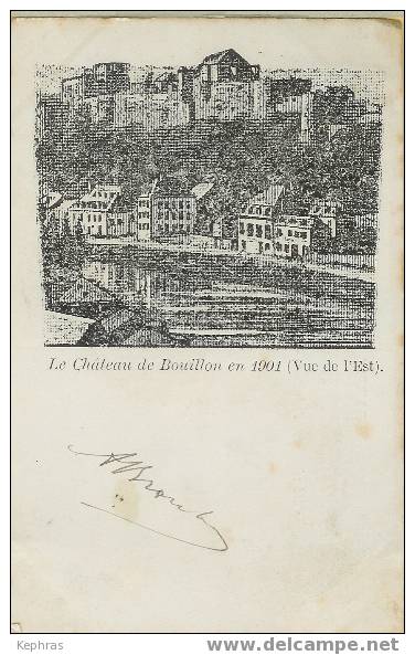 BOUILLON : Le Chateau En 1901 - CPA Peu Courante - Belle Illustration - Cachet De La Poste 1901 - Bouillon