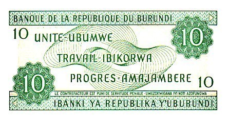 BURUNDI   10 Francs  Daté Du 01-08-2001  Pick 33d    *****BILLET  NEUF***** - Burundi