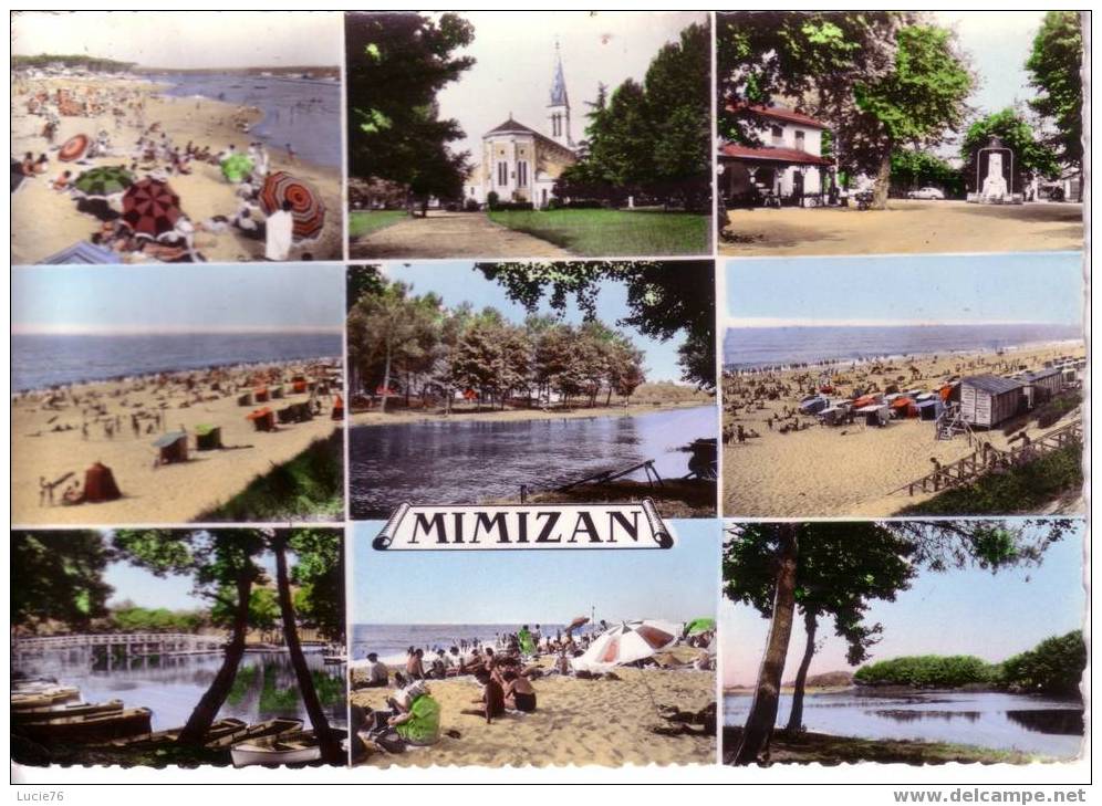 MIMIZAN  -   9 Vues : Plages Du Courant, Grande Plage, Eglise, Carrefour, Etang, Passerelle Sur Etang, Heure Du Bain, - Mimizan