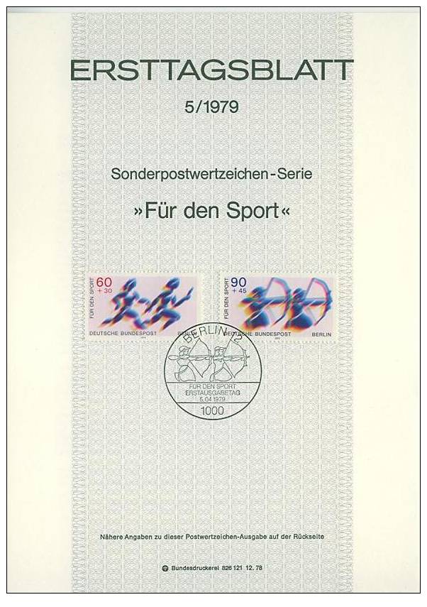 F1335 Tir A L Arc Course De Relais Allemagne Berlin 1979 FDC Premier Jour ETB - Tir à L'Arc