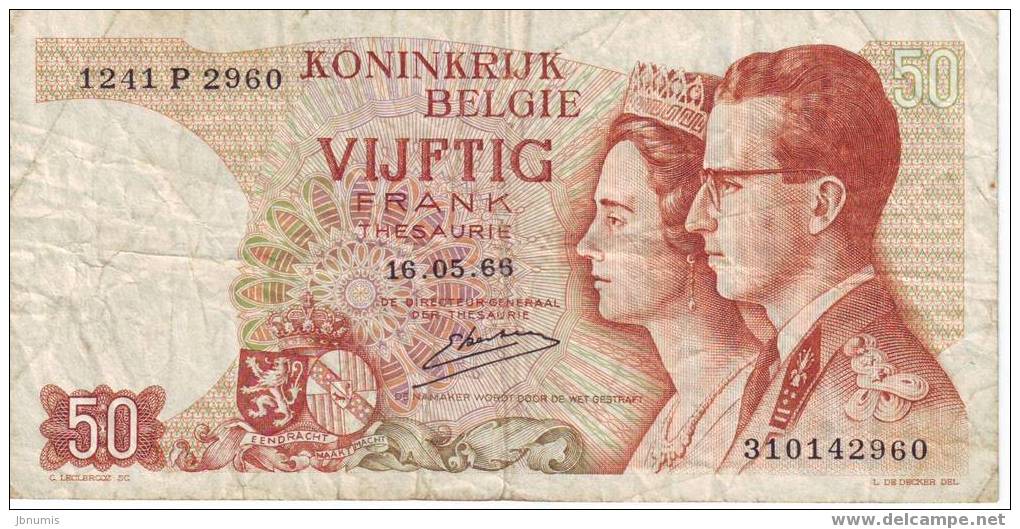 Belgique Belgium 50 Francs 16 Mai 1966 Trésorie P139 - 50 Francos