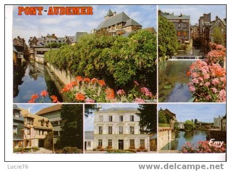 PONT AUDEMER - 5 Vues : La Risle Et L´église St Ouen, Les Vieux Quartiers, L´Hôtel De Ville - Pont Audemer