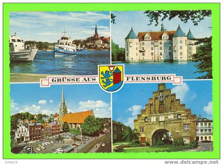 GRUSSE AUS FLENSBURG - 4 Fotos - CARD TRAVEL IN 1968 - KRUGER - - Flensburg